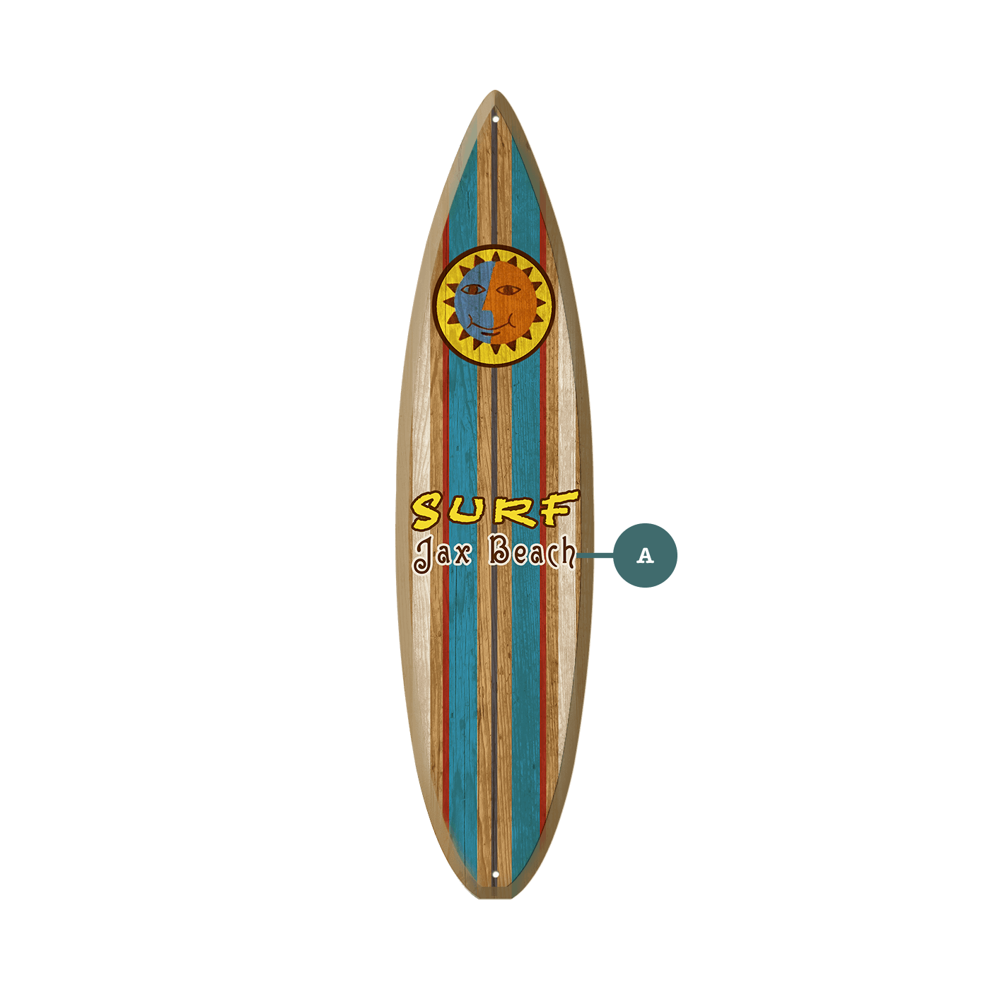 Vintage Stripes and Sun - Surfboard Wall Art