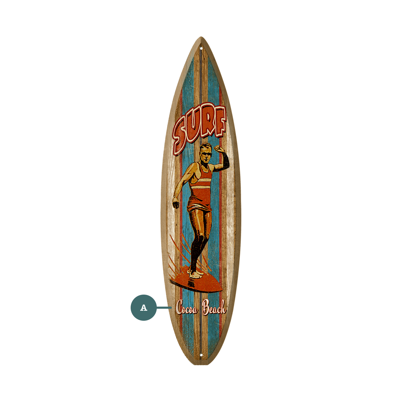 Old School Surfer - Surfboard Wall Art