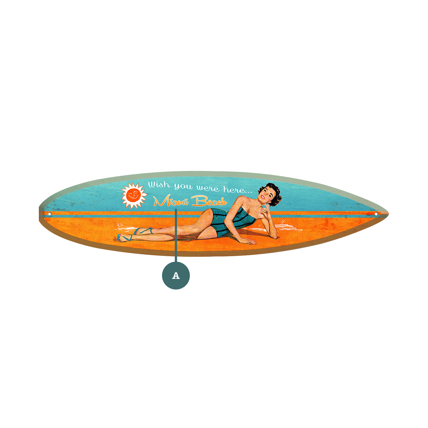Wish You Were Here - Surfboard Wall Art
