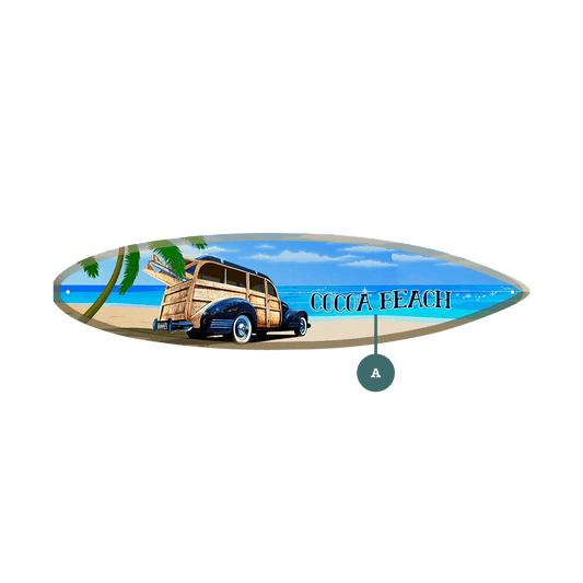 Woody on the Beach - Surfboard Wall Art