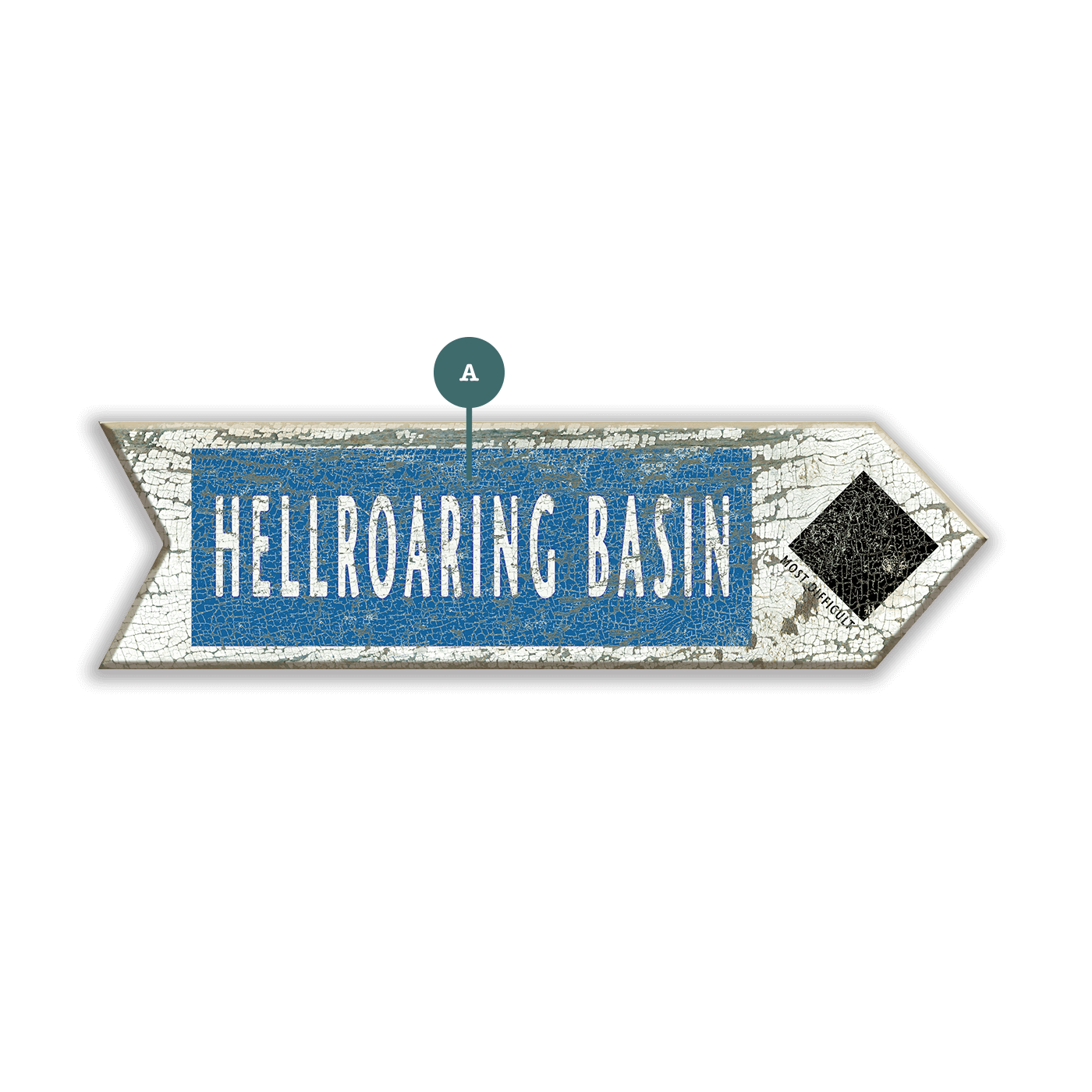 Ski Run Difficulty Arrow: Black - Wood Wall Decor