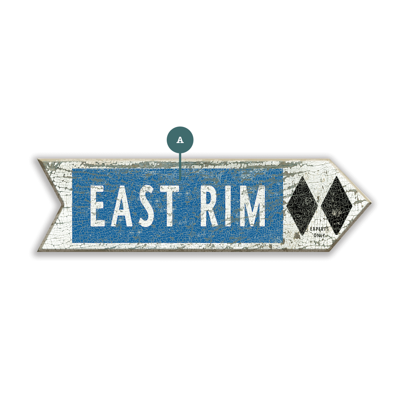 Ski Run Difficulty Arrow: Double Black - Wood Wall Decor