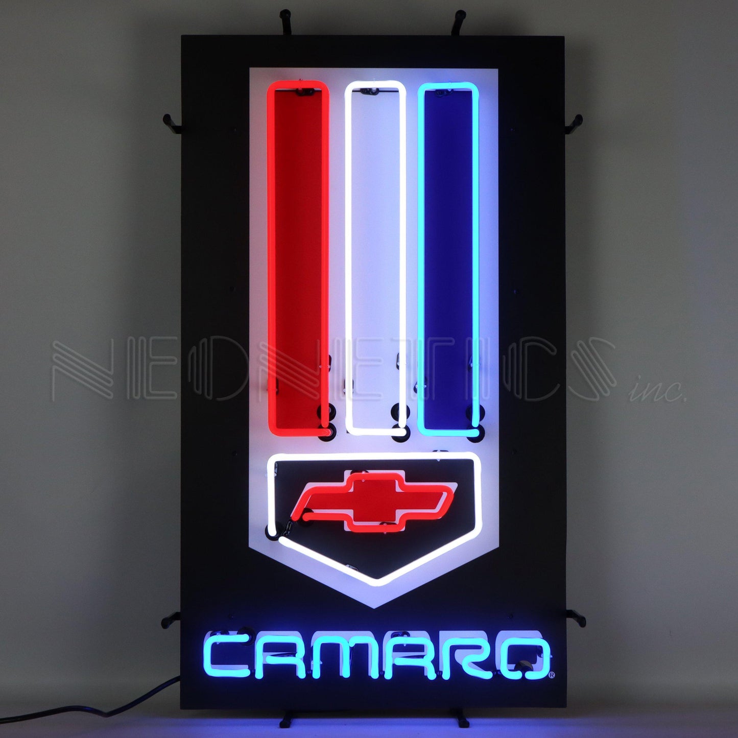 Camaro Red, White and Blue Vertical Neon Sign