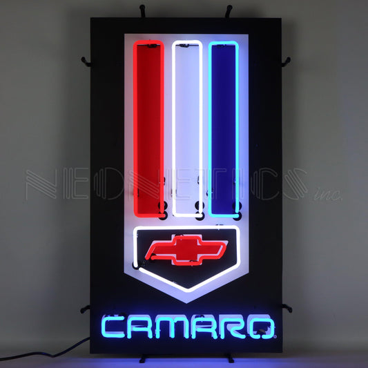 Camaro Red, White and Blue Vertical Neon Sign