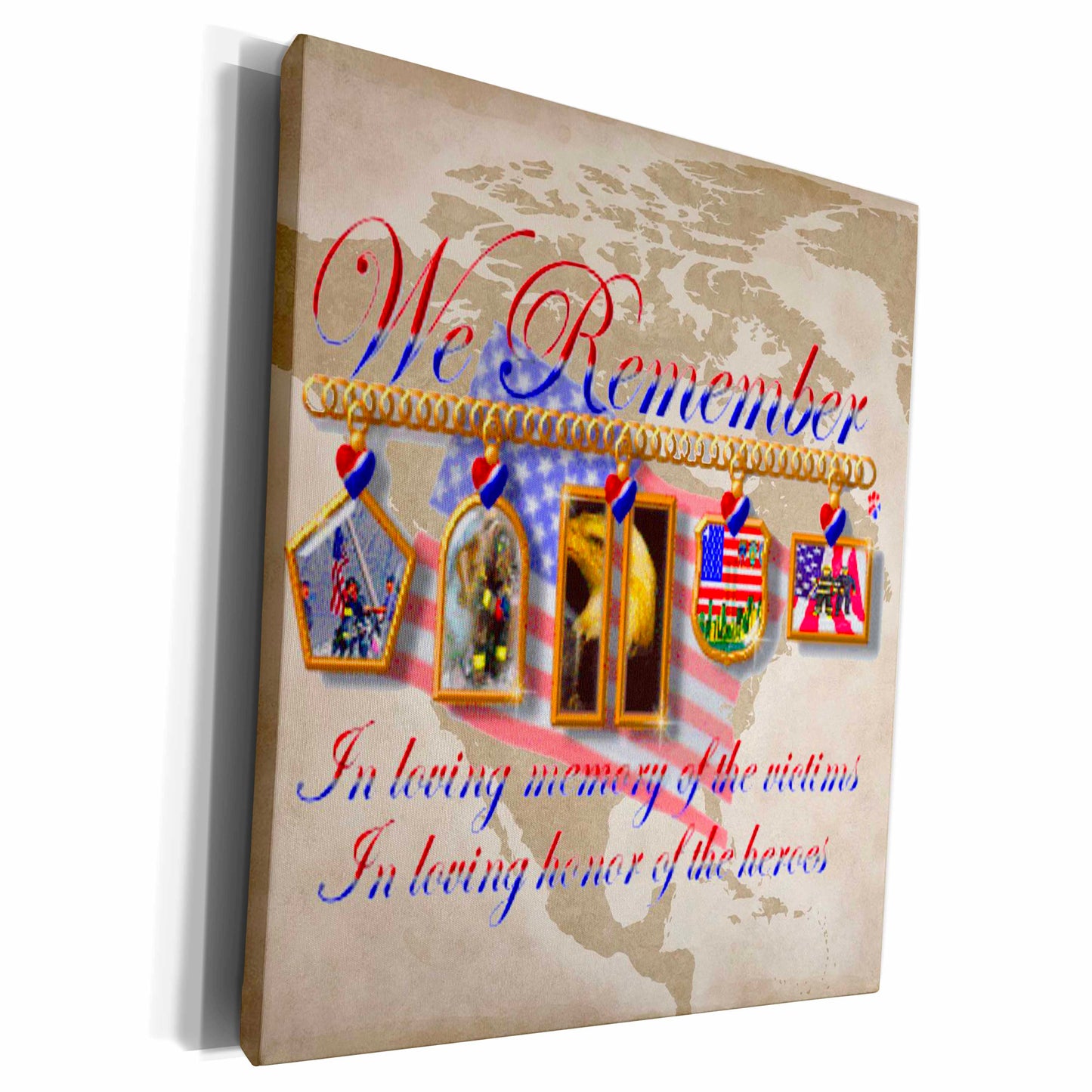 3dRose Never forget memorial patriotic art - Museum Grade Canvas Wrap (cw_128847)