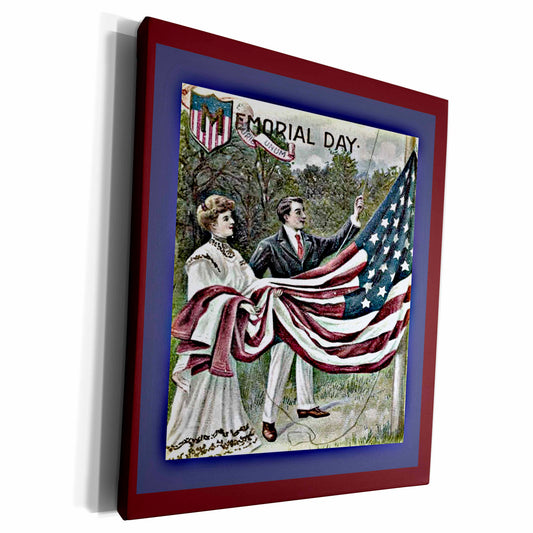 3dRose Sandy Mertens Patriotic - Memorial Day Flag Textured - Museum Grade Canvas Wrap (cw_14794)