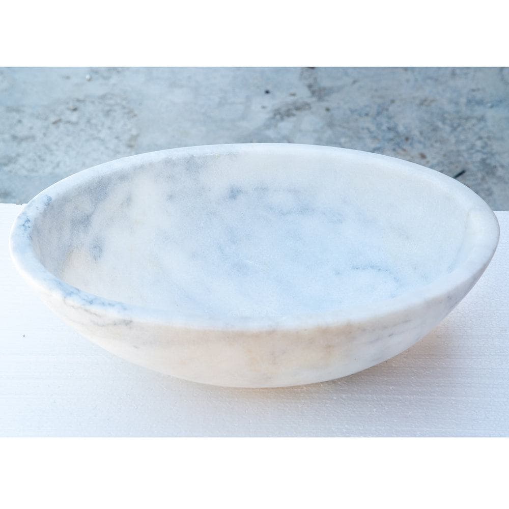 Carrara White Marble Natural Stone Oval Vessel Sink - 16x21x6