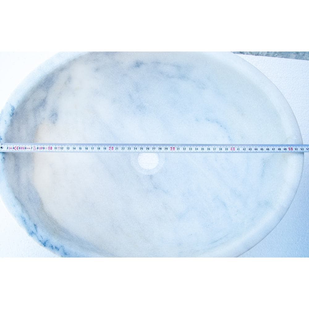 Carrara White Marble Natural Stone Oval Vessel Sink - 16x21x6