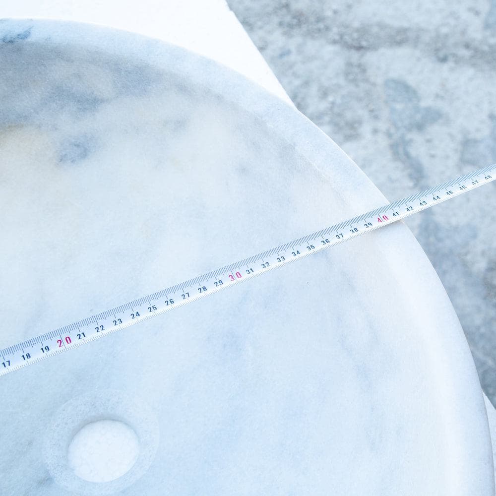 Carrara White Marble Natural Stone Oval Vessel Sink - 16x21x6