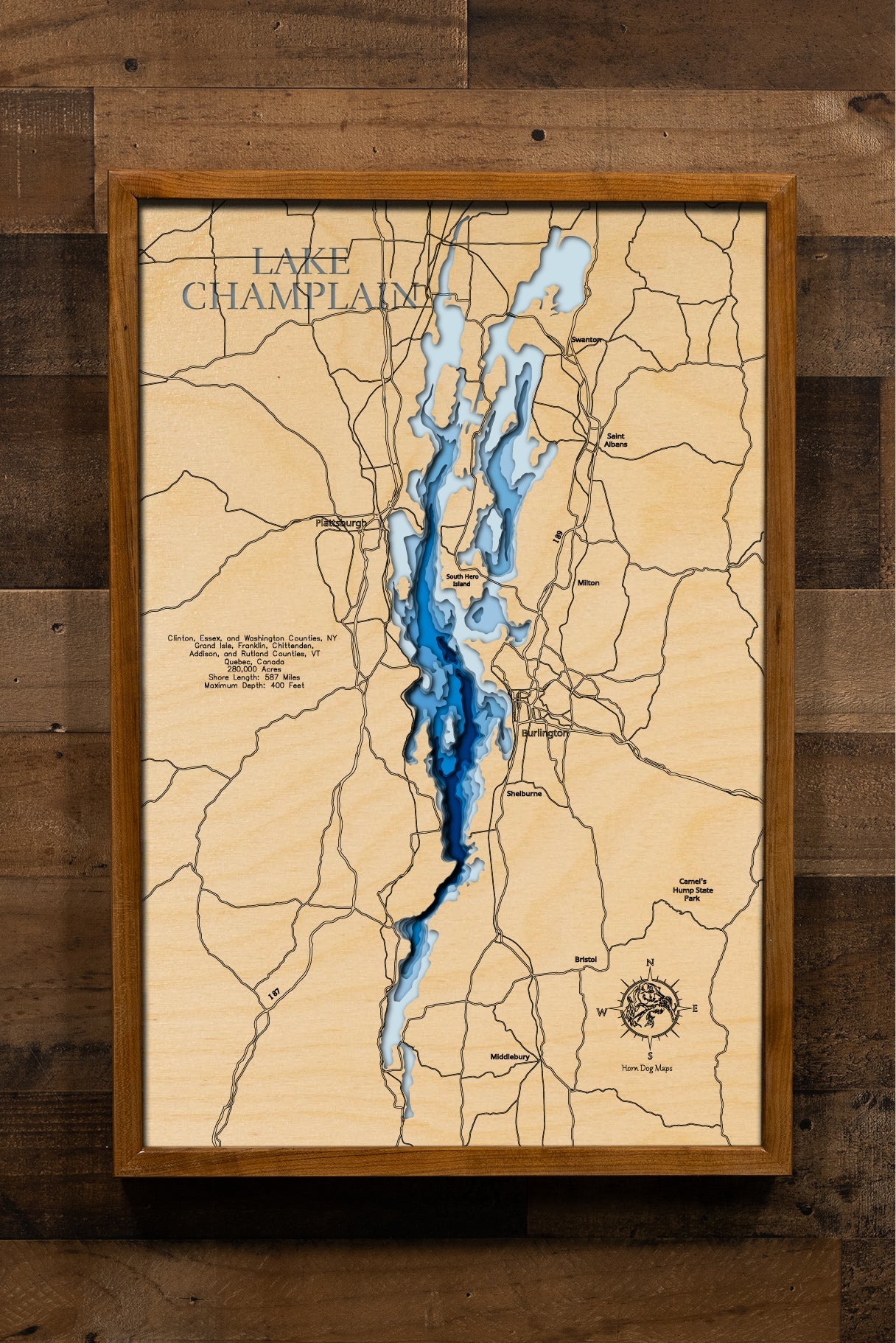 Lake Champlain in New York, Vermont, and Quebec, Canada.