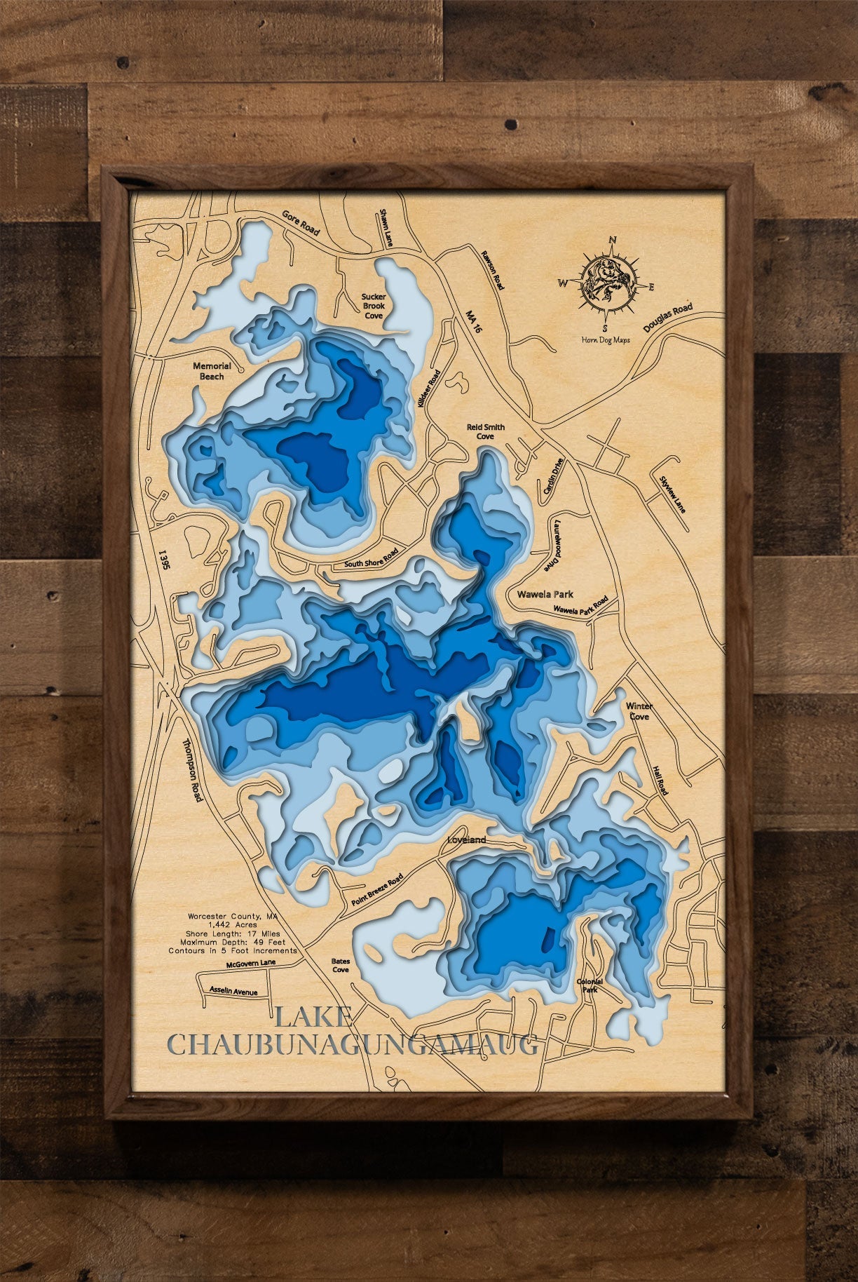 Chaubunagungamaug Lake in Worcester County, Massachusetts