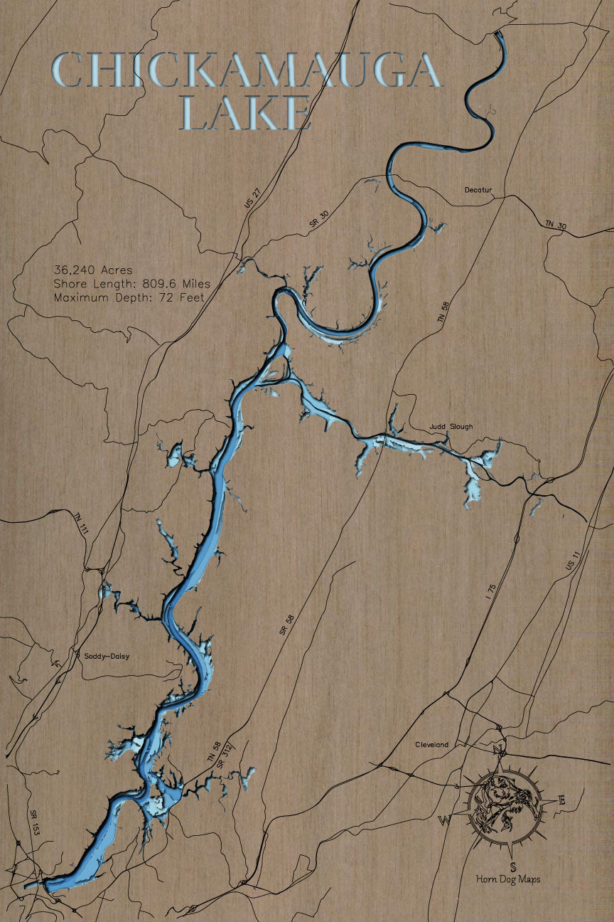 Chickamauga Lake in Hamilton, Rhea, Meigs, McMinn, and Bradley Counties, Tennessee