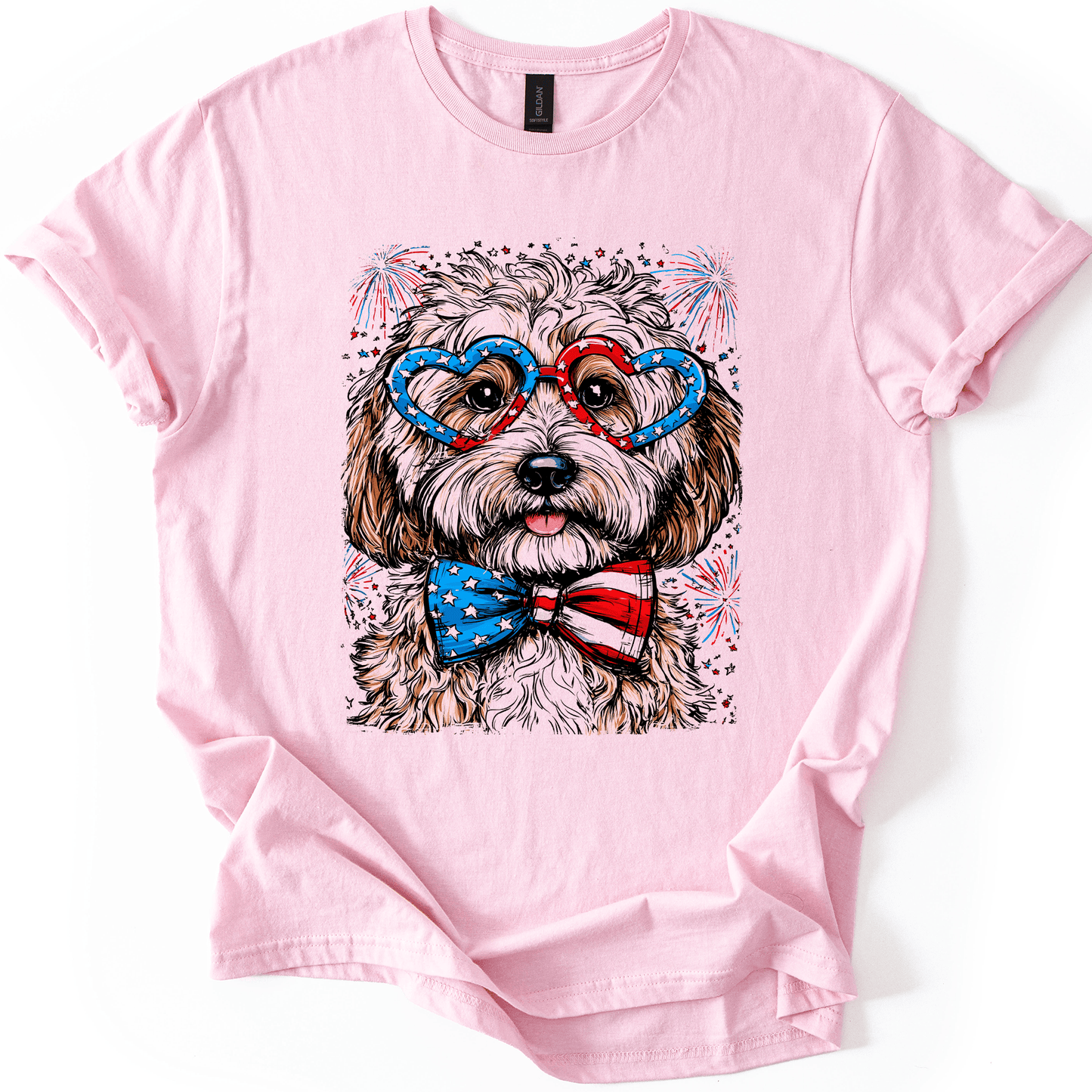 Cockapoo Patriotic Dog USA Pride 4th Of July Family Celebration Barbecue Americana Graphic Tee