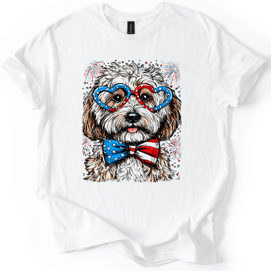 Cockapoo Patriotic Dog USA Pride 4th Of July Family Celebration Barbecue Americana Graphic Tee