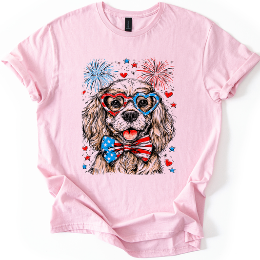 Cocker Spaniel Patriotic Dog USA Pride Fourth of July Edition All American Hero Graphic Tee