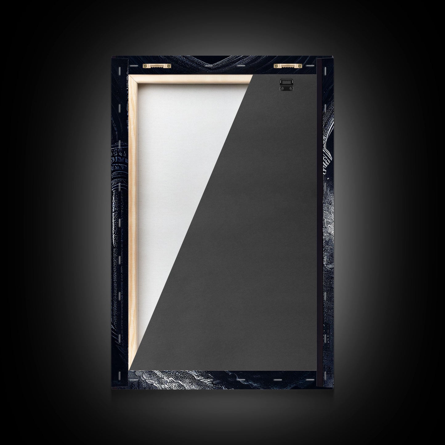 Black and white fantasy dragon, framed canvas print