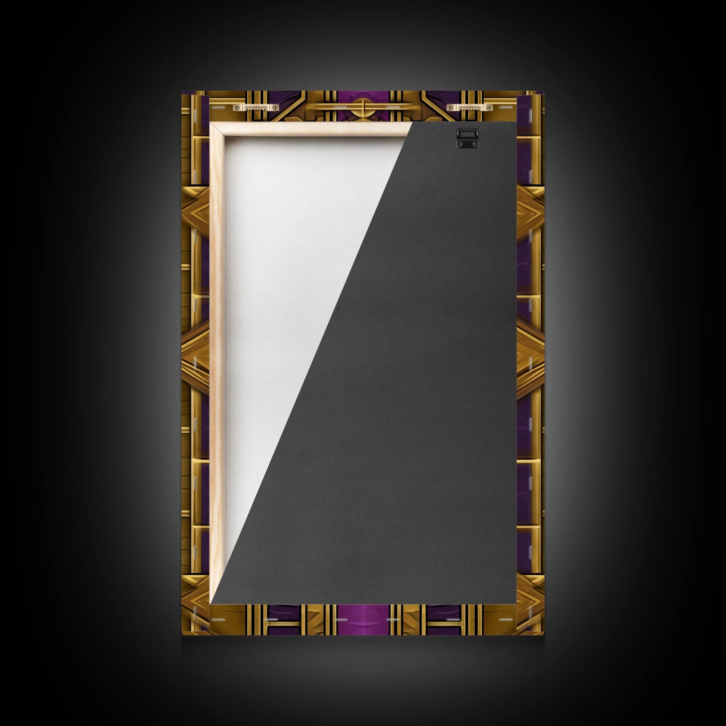 Midcentury Modern Wall art, Framed Canvas Print, Art Deco, Canvas Wall art, Gold & purple art, Geometric art, Colorful painting, Wall art