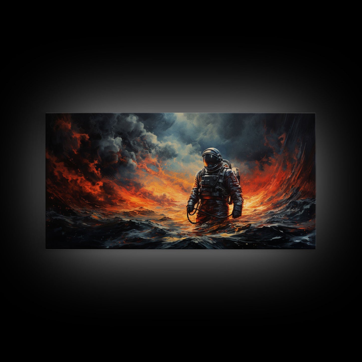 Framed Canvas Print - Marooned - Astronaut Stranded on an Alien Planet, Scifi Wall Art, Science Fiction, Dystopian Space Travel Art