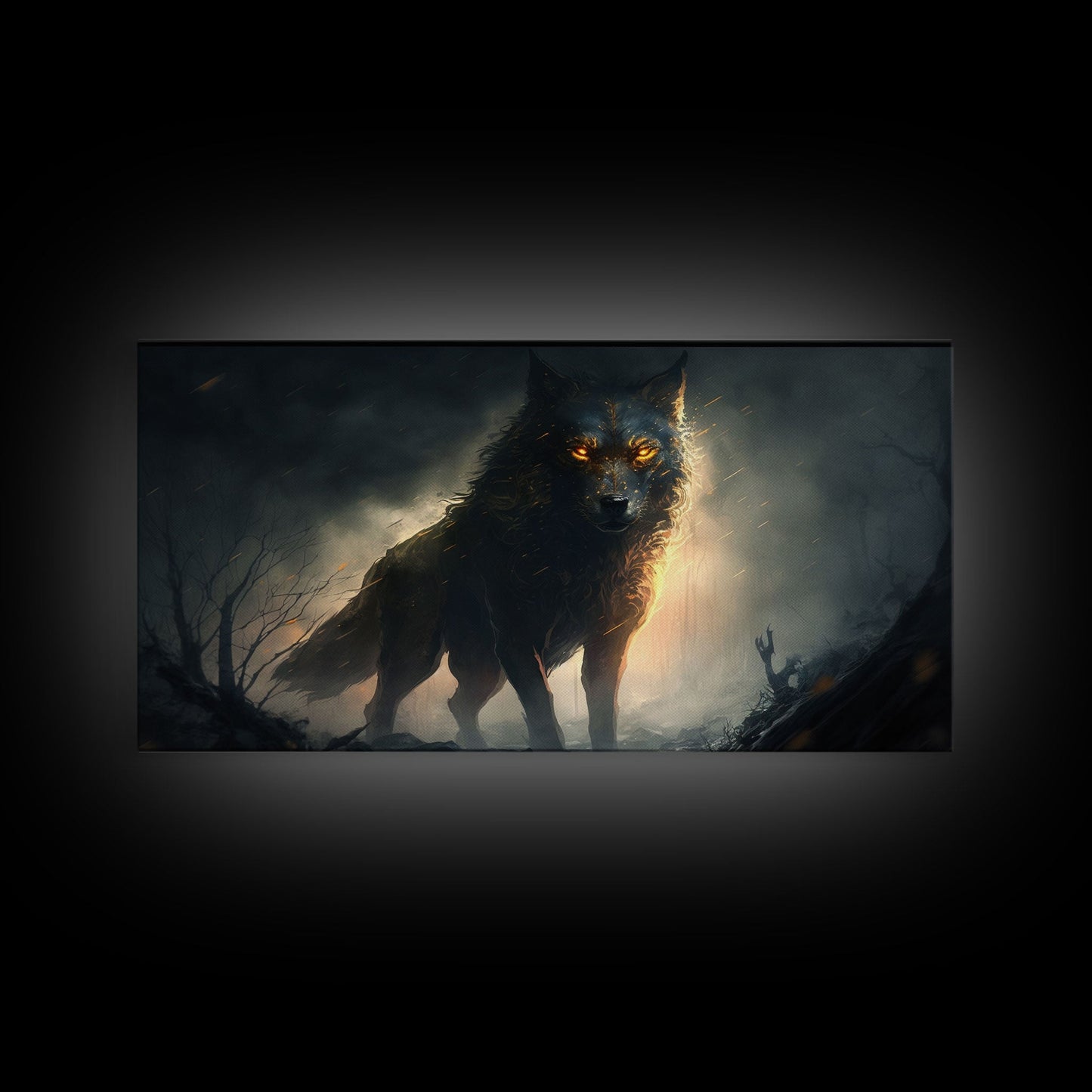 The Great Wolf Fenrir, Framed Canvas Print, Norse Mythology, Fantasy Art