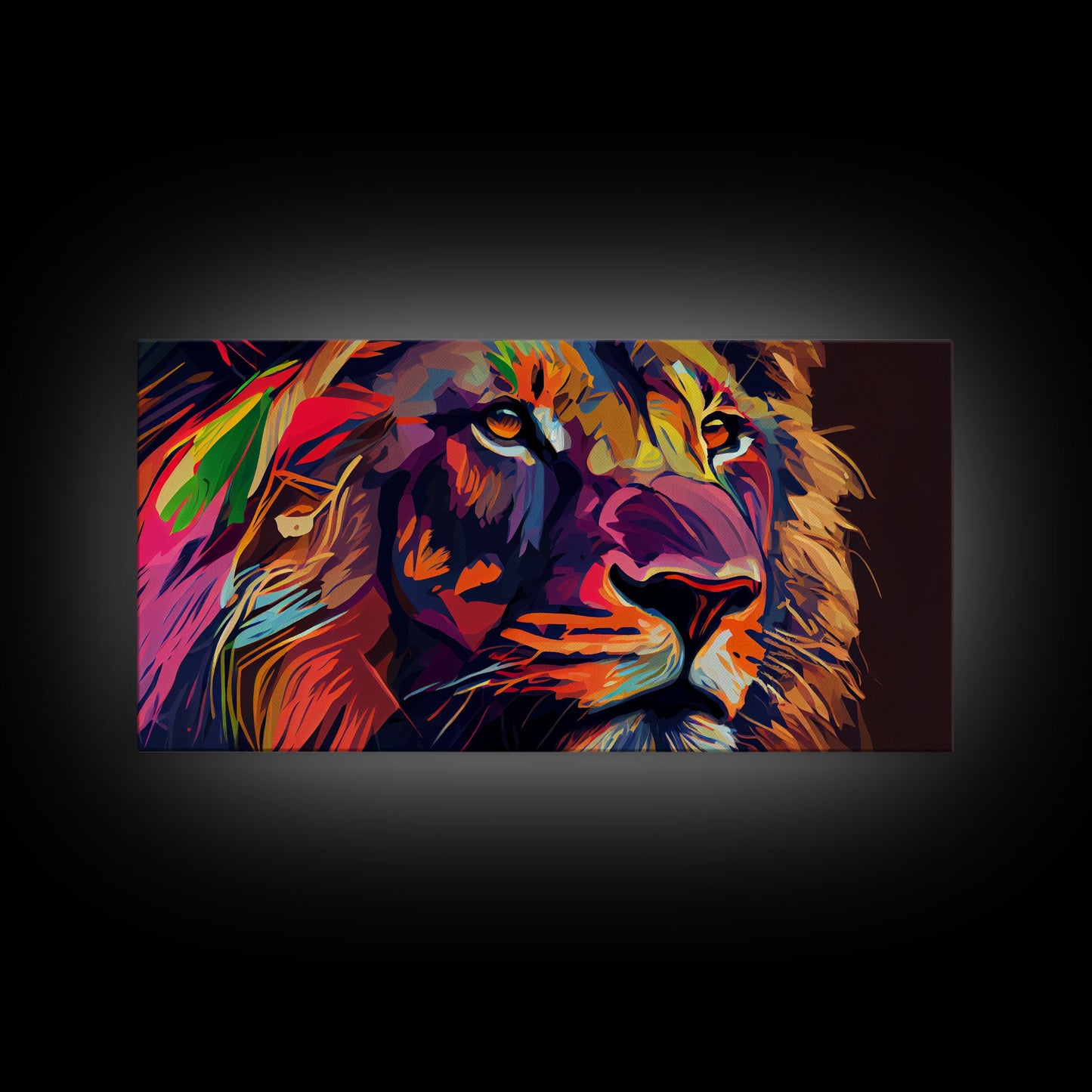 Pop Art Lion Framed Canvas Print Wall Art , Natural And Vivid Wall Decor , Modern Wall Art, Extra Large Wall Art, Lion Watercolor Painting