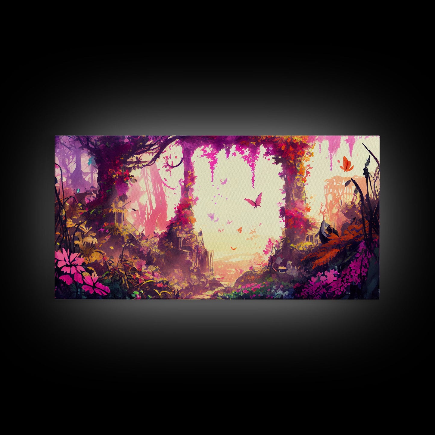 Pink Forest Art | Framed Canvas Print | Framed Art | Fantasy Decor | Magenta / Fuchsia Gift | Large Format Art