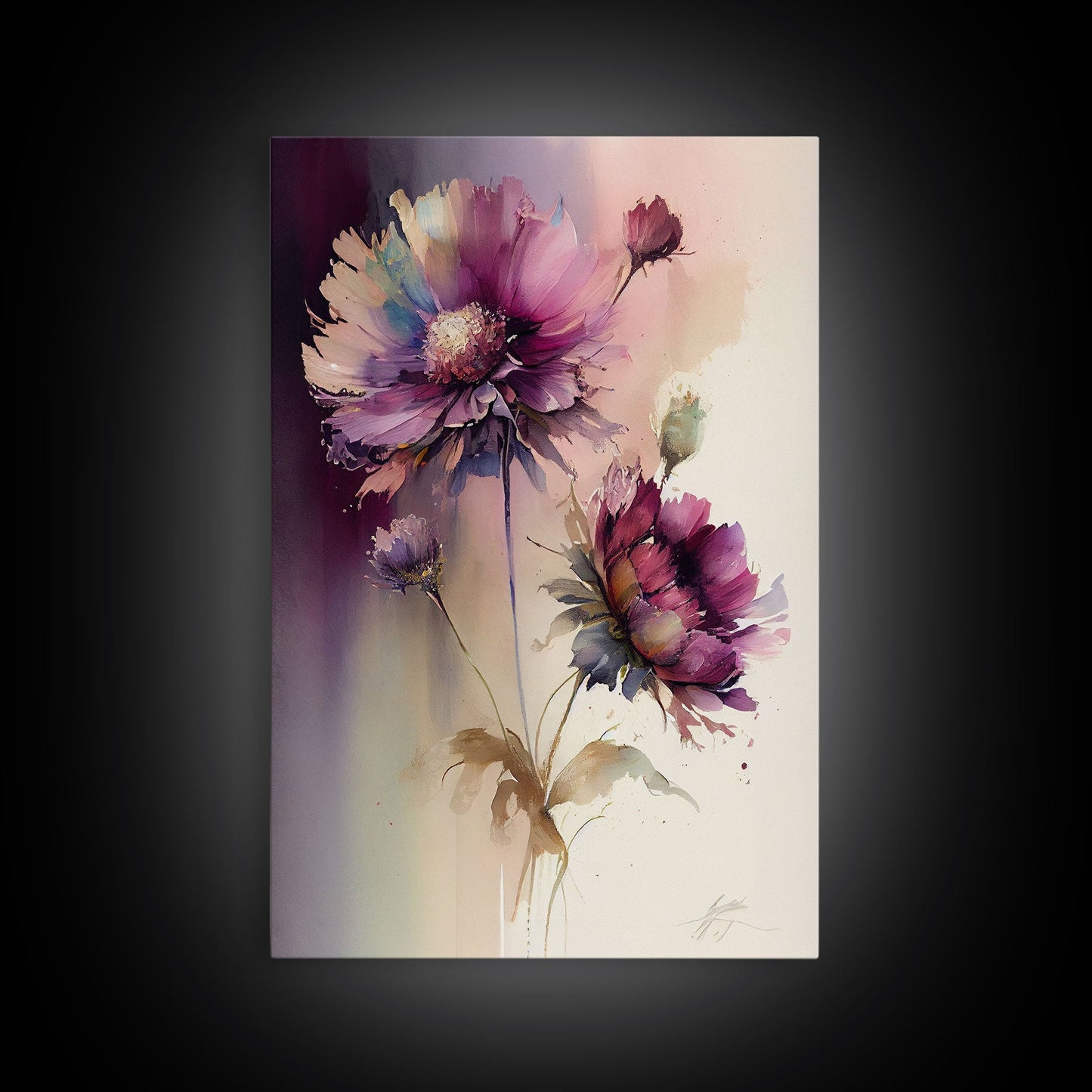 Vintage Style Framed Canvas Art  // Vintage Floral Print // Vintage White Roses Painting // Still Life Botanical Farmhouse print // Flower