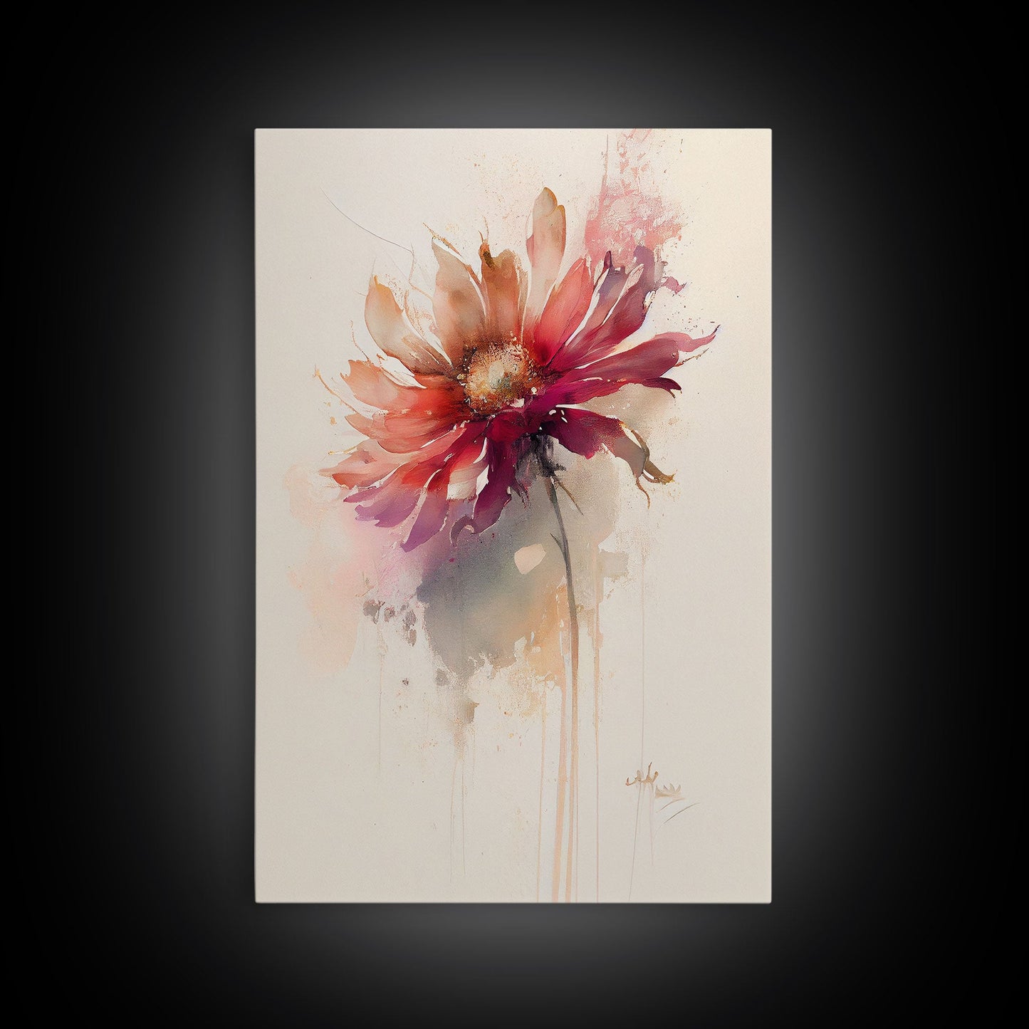 Vintage Style Framed Canvas Art, Vintage Floral Print, Vintage White Roses Painting, Still Life Botanical Farmhouse print, Red Flower Art