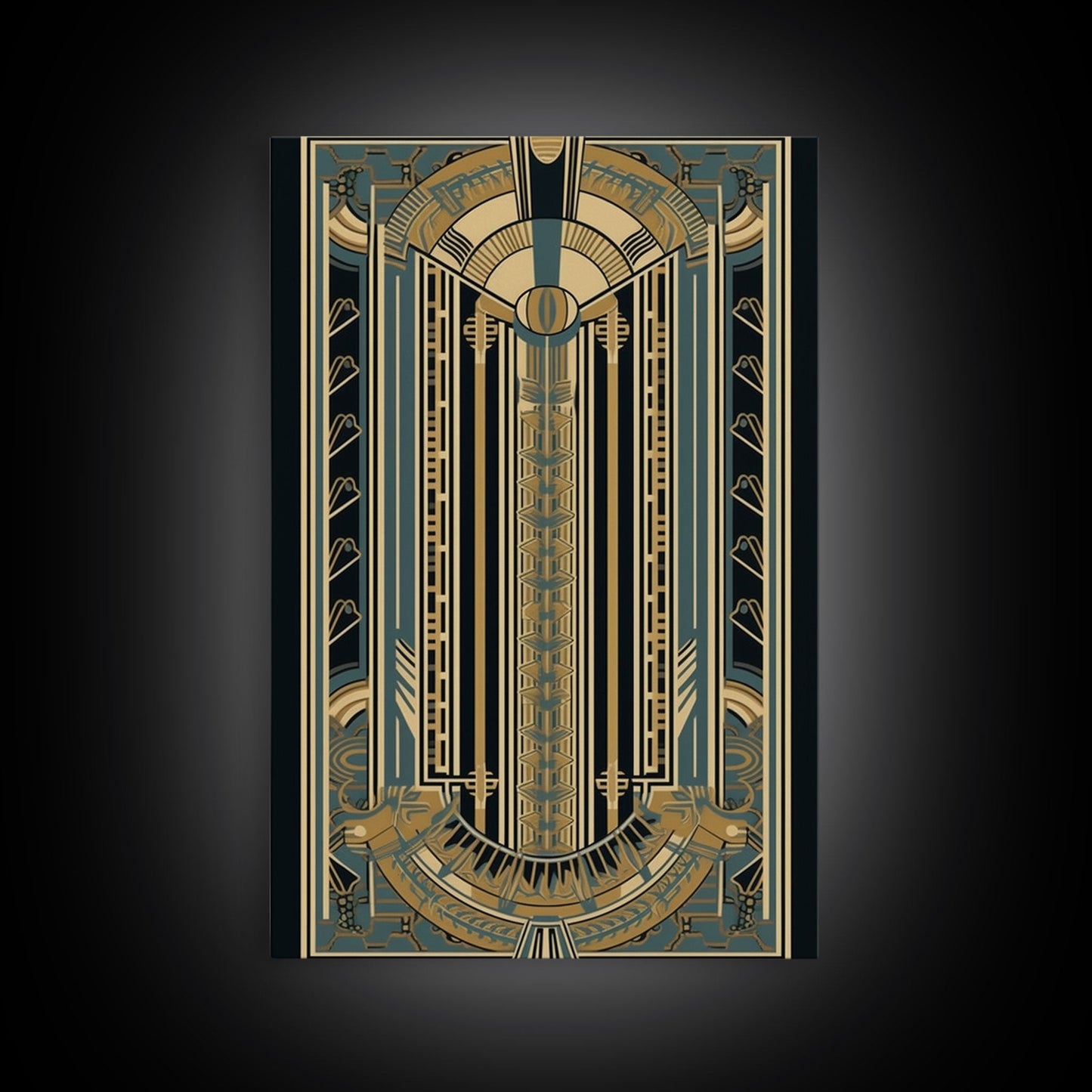 Art Deco Pattern Wall art | Framed Canvas Print | Art Deco | Gold & blue art | Wonderful art | Lines art | Geometric art | Living room art