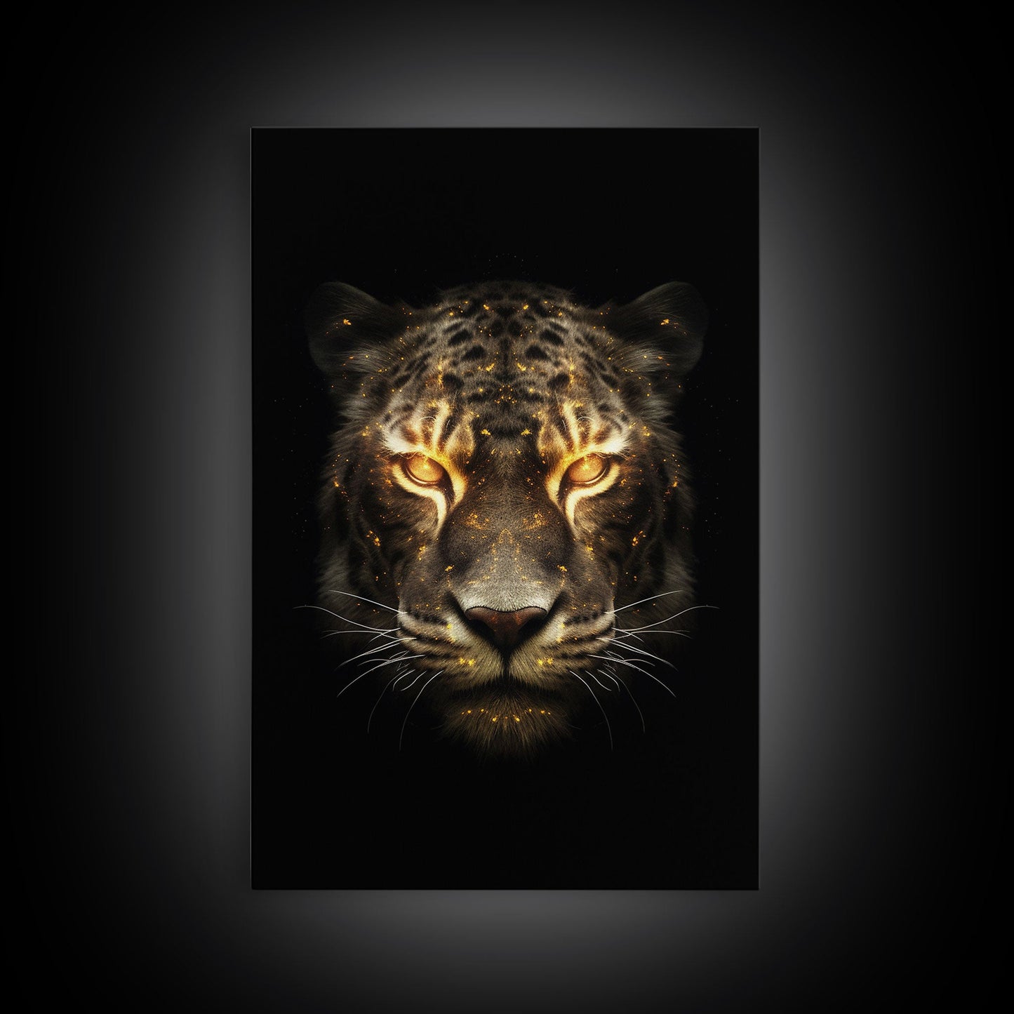 Fire Eyed Tiger Portrait Art Print, Framed Wall Art, Canvas Print, Big Cat Art, Tiger Painting, Cosmic Tiger Print