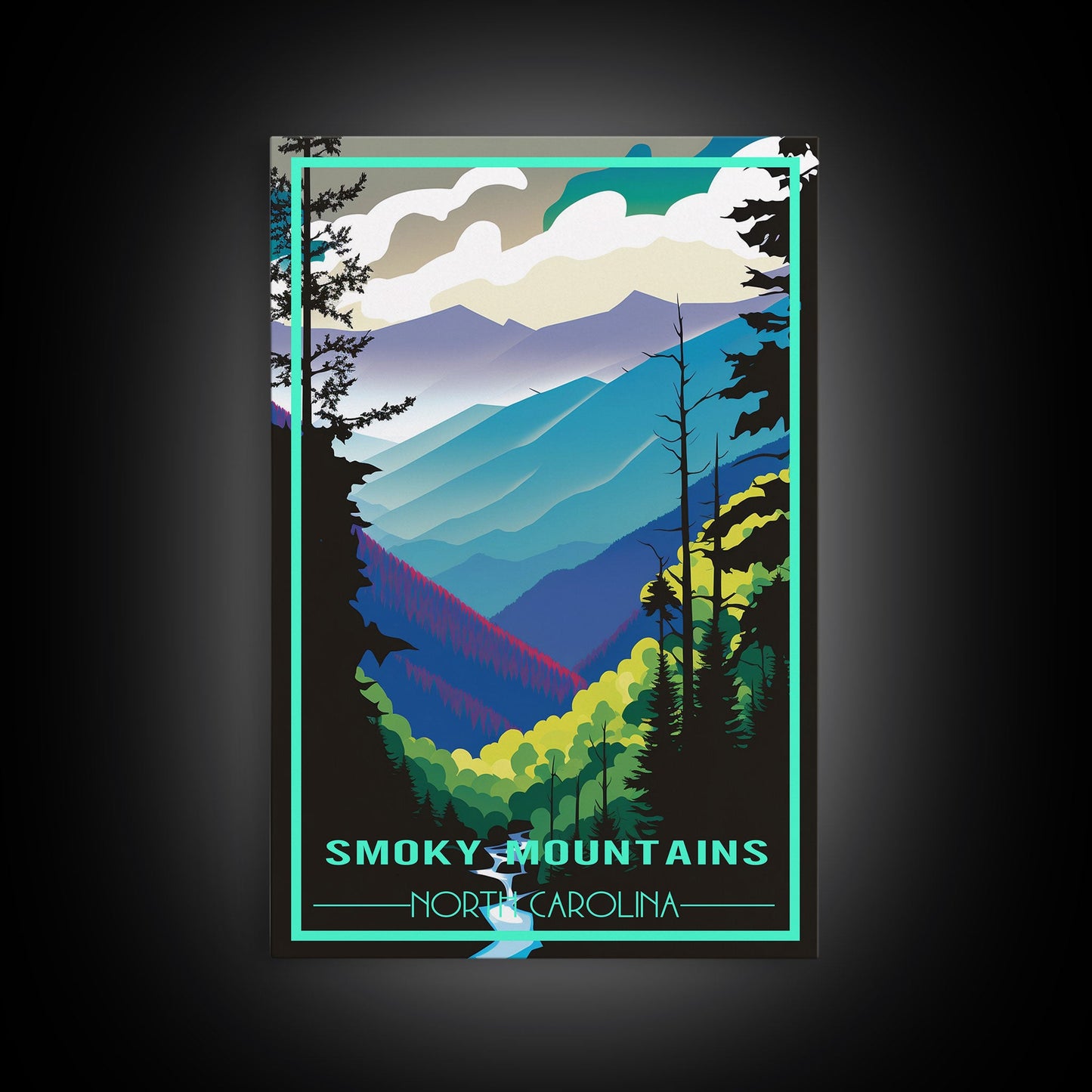Smoky Mountains Art, North Carolina Wall Print, America Travel Poster, Travel Wall Print, Travel Poster, Travel Wall Art, Canvas Wall Print
