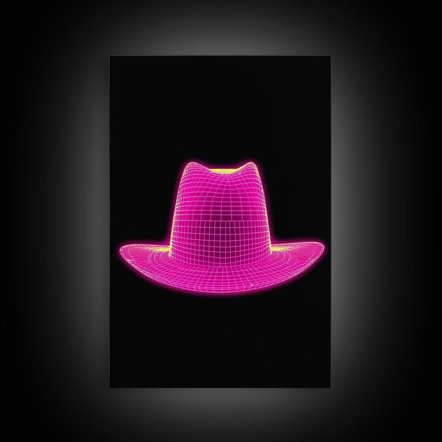 Pink Cowboy Hat Wall Decor, Cowgirl Hat Art Print, Western Art, 3D Art, Minimalist Print, Wall Decor, Canvas Print, Wall Art, Framed Canvas