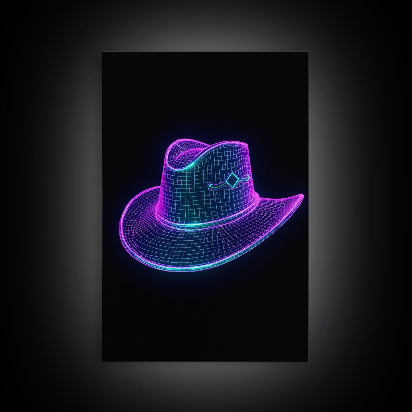 Purple Cowboy Hat Wall Decor, Cowgirl Hat Print, Western Art, 3D Art, Minimalist Print, Wall Decor, Canvas Print, Wall Art, Framed Canvas