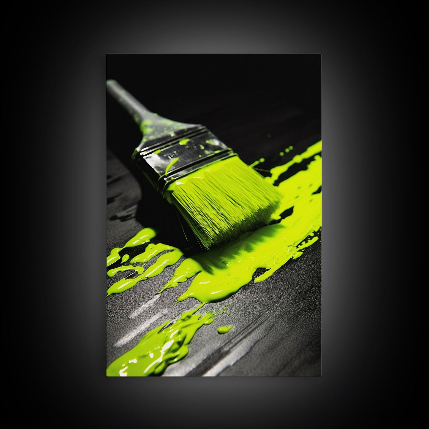 Yellow Paint Brush Wall Art, Vibrant Paint Wall Decor, Craft Room, Minimalist Print, Wall Decor, Canvas Print, Wall Art, Framed Canvas