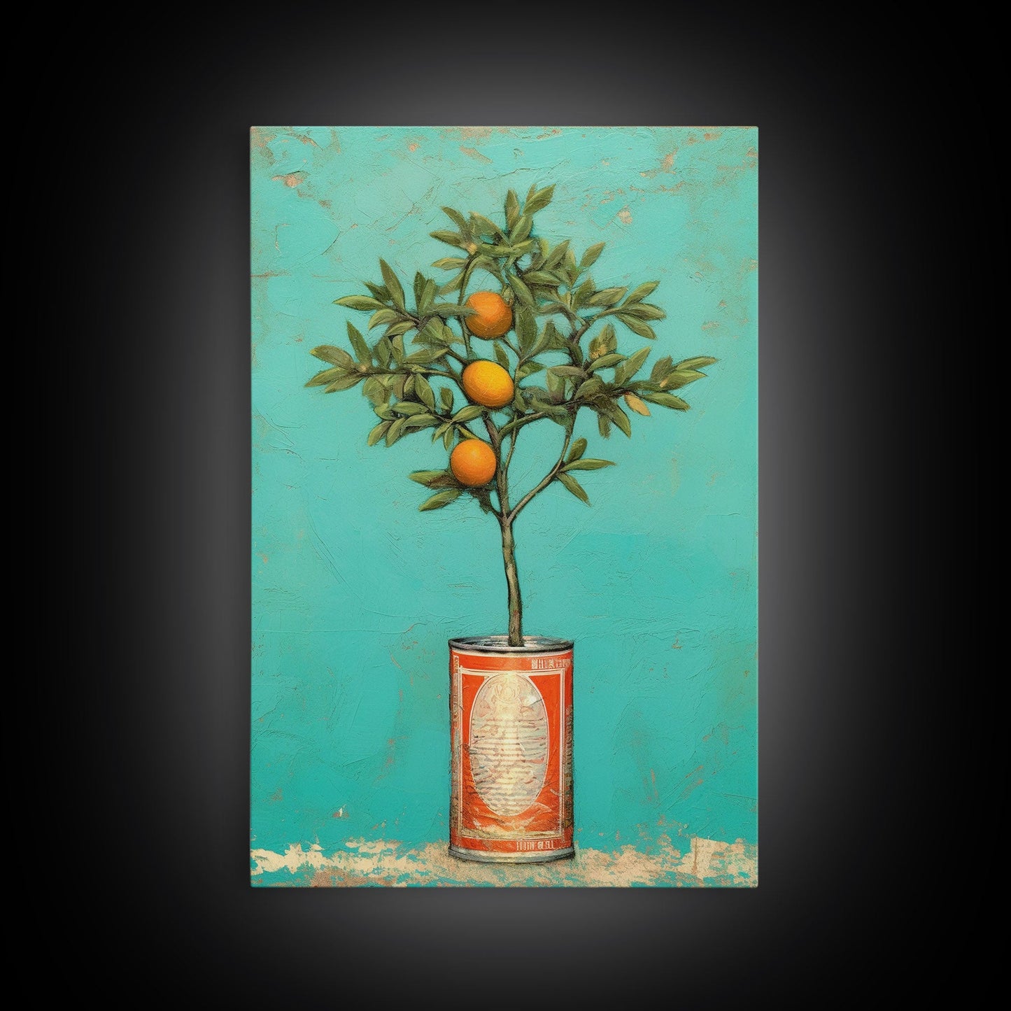 Orange Plant In Can Wall Decor, Fruit Wall Art, Kitchen Wall Art, Minimalist Wall Art, Wall Decor, Canvas Print, Wall Art, Framed Canvas Art