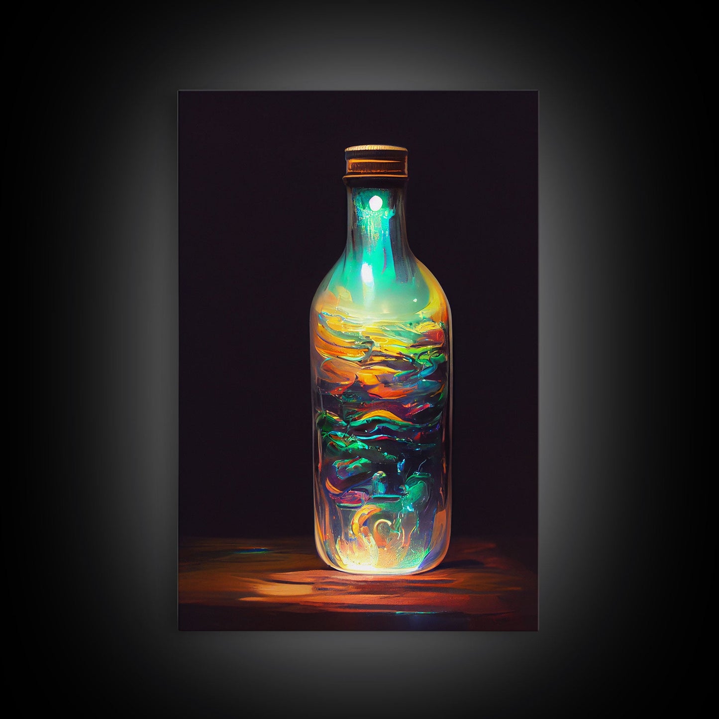 Miniature world in a bottle canvas print, high fantasy wall art, magical wall art, ready to hang wall art