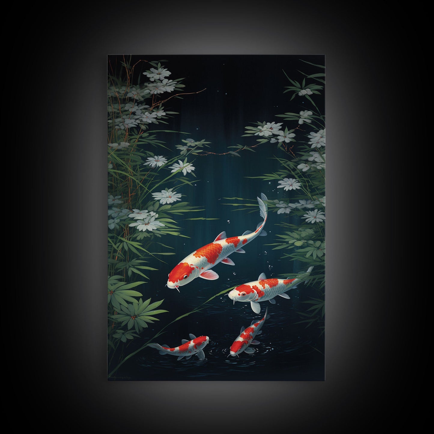 Koi Fish Wall Art, Fish Painting, Zen Wall Art, Fish Wall Art, Nature Print, Canvas Print, Wall Art, Vertical Art, Home Office Art, RV Decor