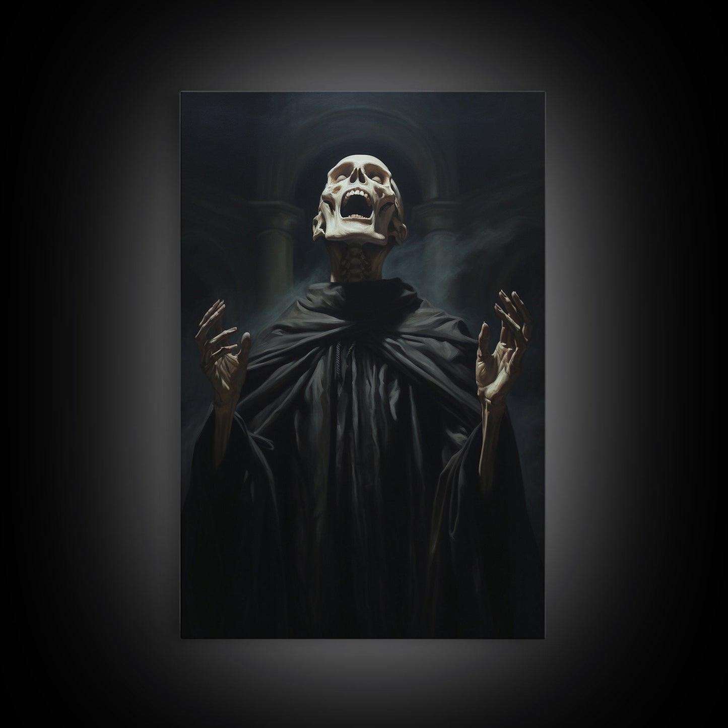 Macabre Decor, Framed Canvas Print, Halloween Wall Art, The Haunted Opera Singer, Dark Academia, Gothic Halloween Decor