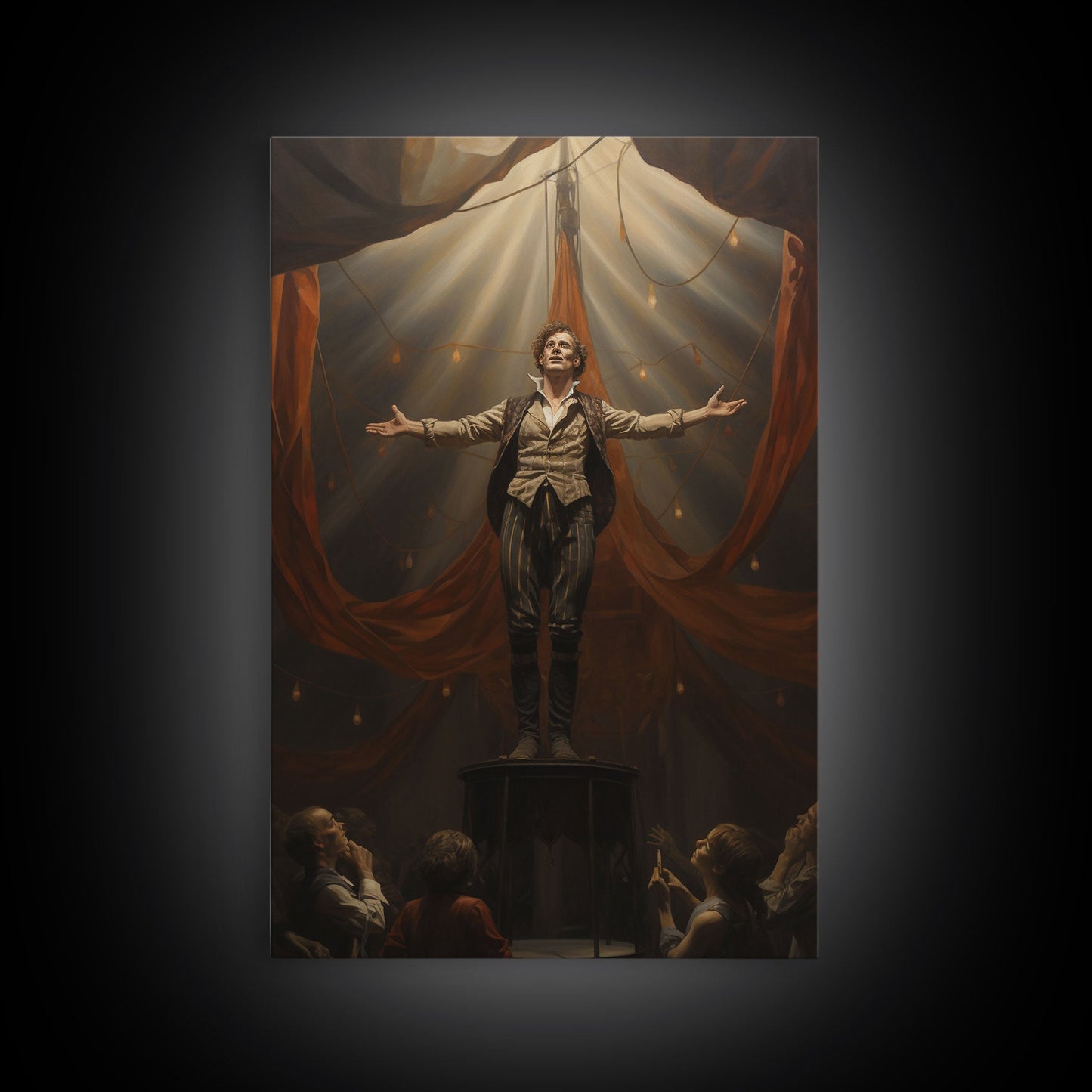 The Macabre Circus, Spooky Cursed Circus Act, Framed Canvas Print, Halloween Poster Art, Horror Prints, Victorian Circus Act