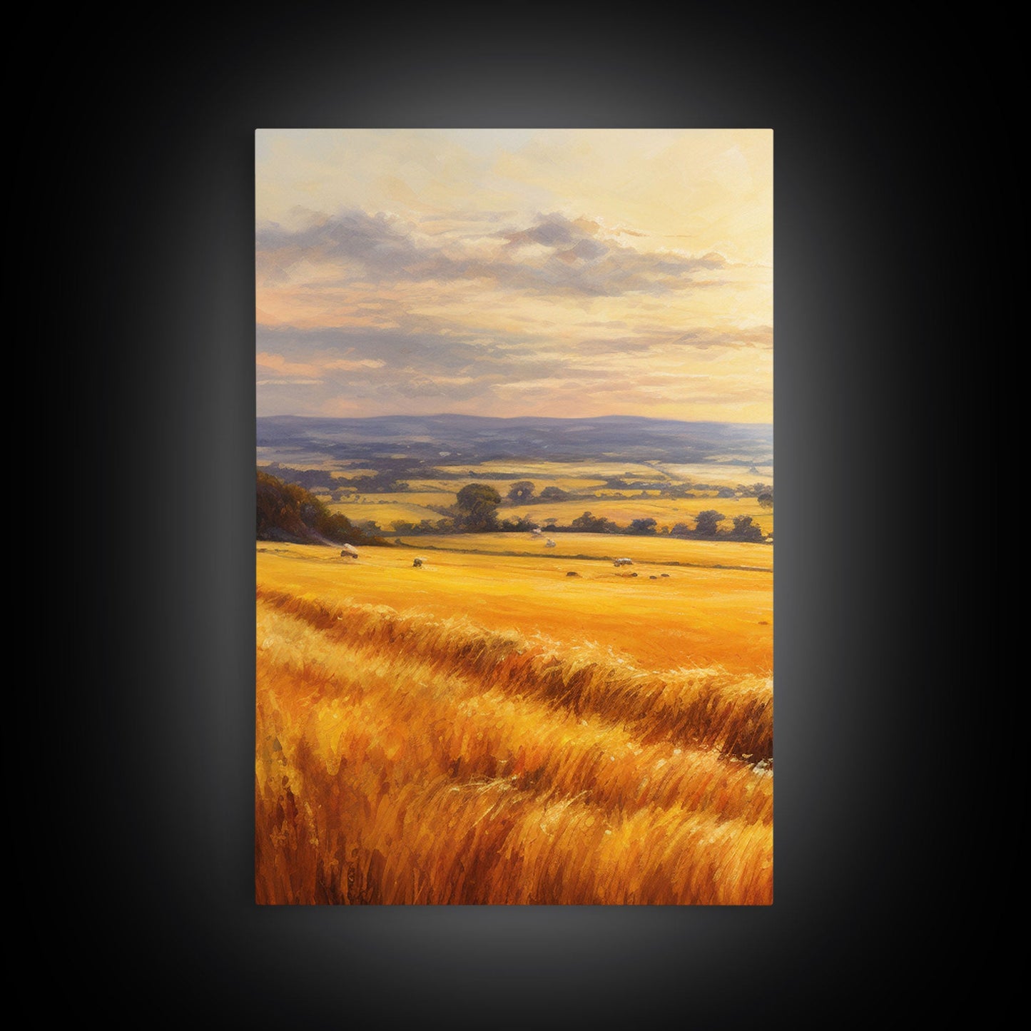 Countryside Wall Art, Wheat Field Art Print, Landscape Wall Art, Countryside Art, Canvas Print, Wall Art, 3 Piece Wall Art, Dorm Room Art