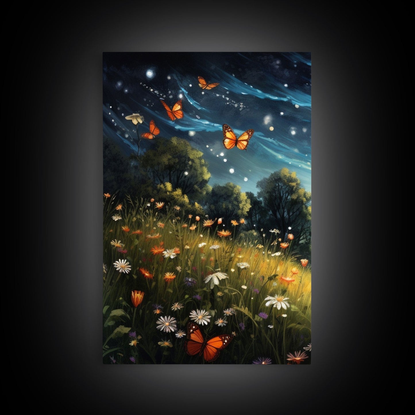 Wildflower Meadow. Wildflower Art, Canvas Print, Butterflies, Wall Art, 3 Piece Wall Art, Country Home Decor, Indie Room Decor, Room Decor