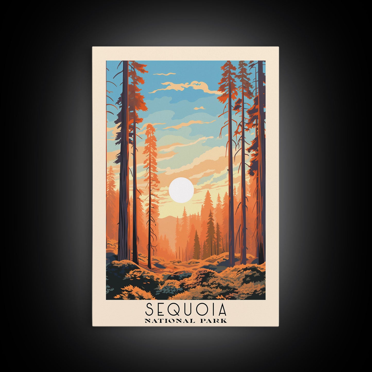 Sequoia National Park California Travel Art, National Park Print, Minimalist Travel Art, Midcentury Modern Style Landscape Painting