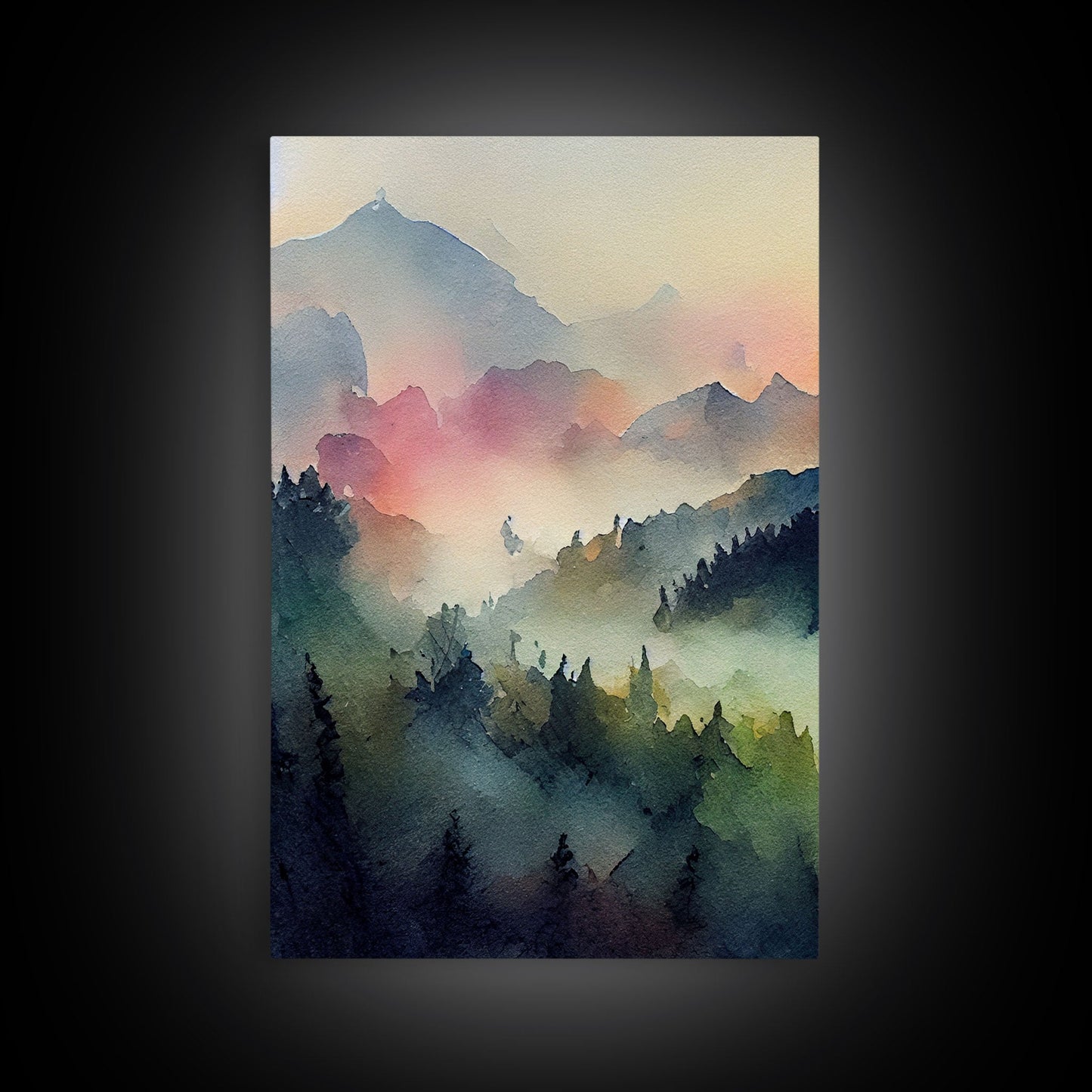 Dramatic Watercolor Sunset Landscape Abstract, Landscape Art, 3 Piece Canvas Decor, 3 Piece Wall Art, Ready To Hang Canvas Prints