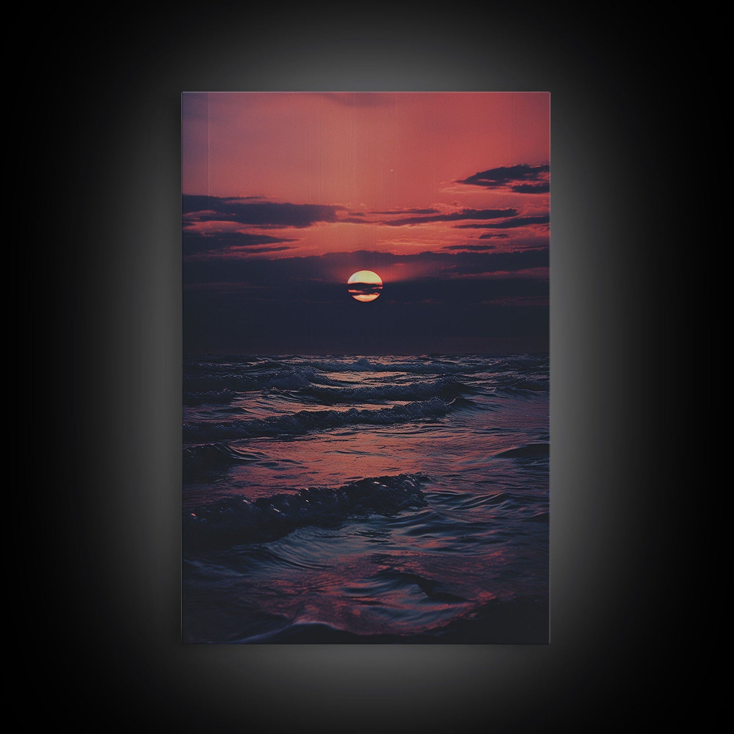 Ocean Art, Seascape Wall Art, Sunset, Waves Art, Canvas Print, Wall Hanging, Portrait Art, College Dorm Decor, Living Room Prints, RV Art