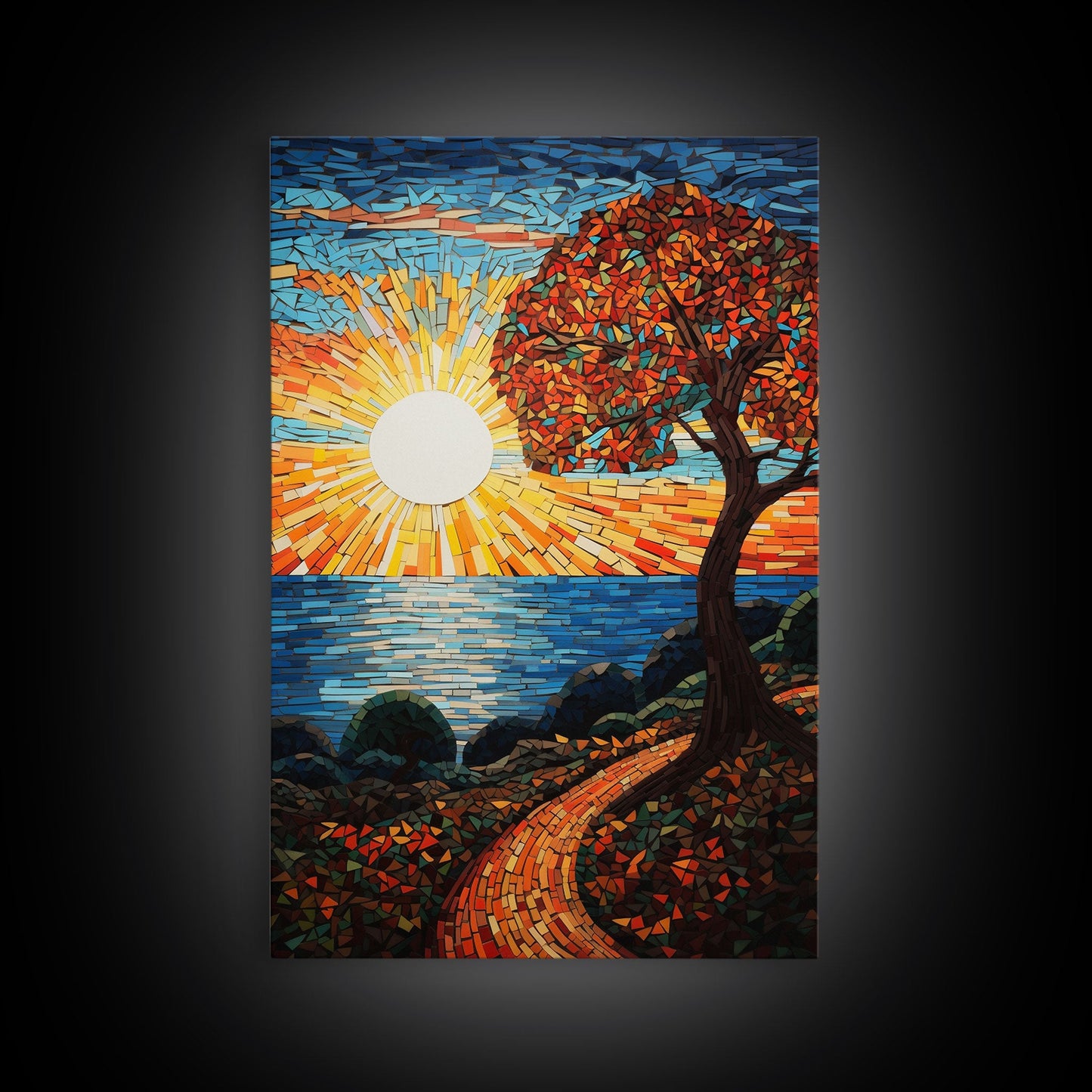 Ocean Wall Art, Sunset, Abstract Art, Tree Wall Art, Canvas Print, Wall Hanging, Portrait Art, Gift For Coworker, RV Decor, House Wall Art