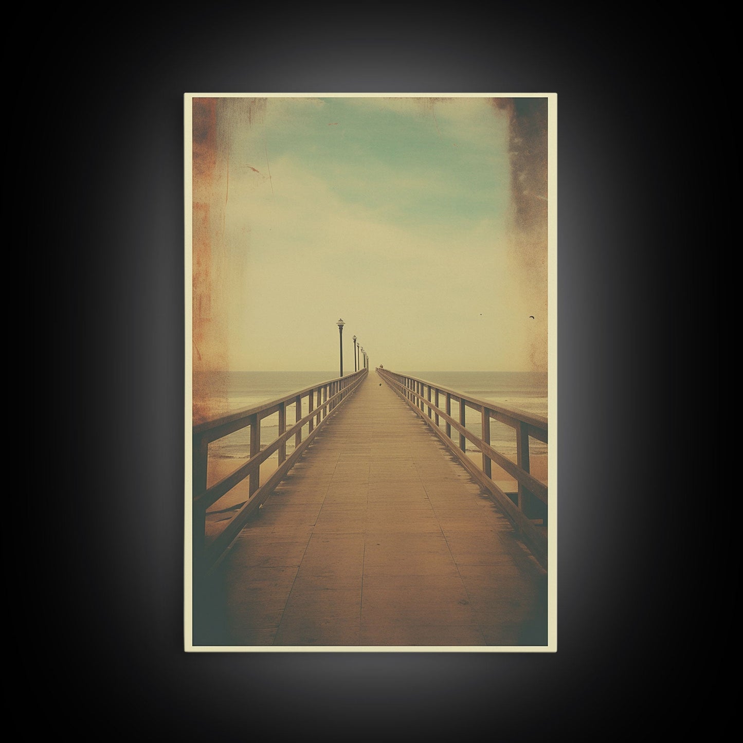 Pier, Minimalist Art, Ocean Art, Coastal Wall Art, Canvas Print, Wall Hanging, Portrait Art, Beach House Wall Decor, First Home Gift