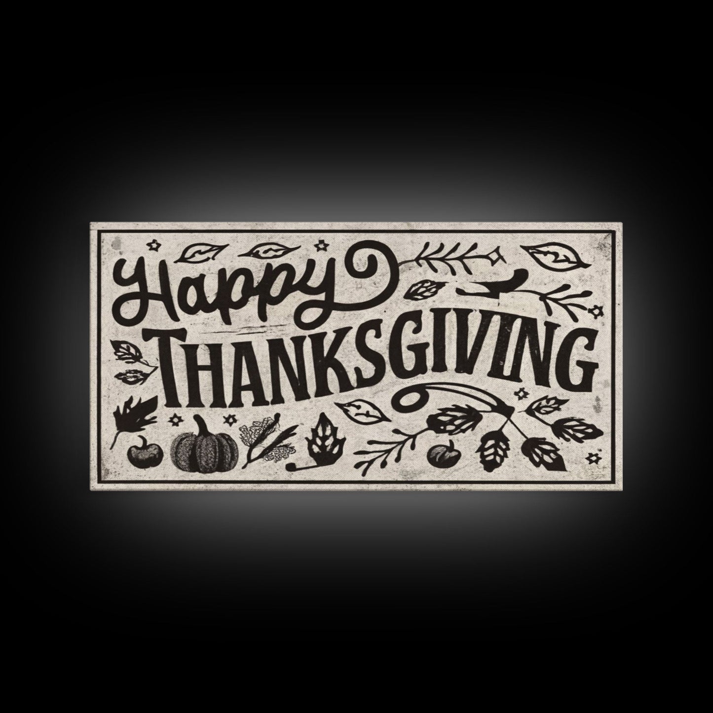 Happy Thanksgiving! Modern Farmhouse Sign, Dining Room Wall Sign Kitchen Decor Large Framed Canvas Print, Fall Wall Art, Seasonal Wall Decor