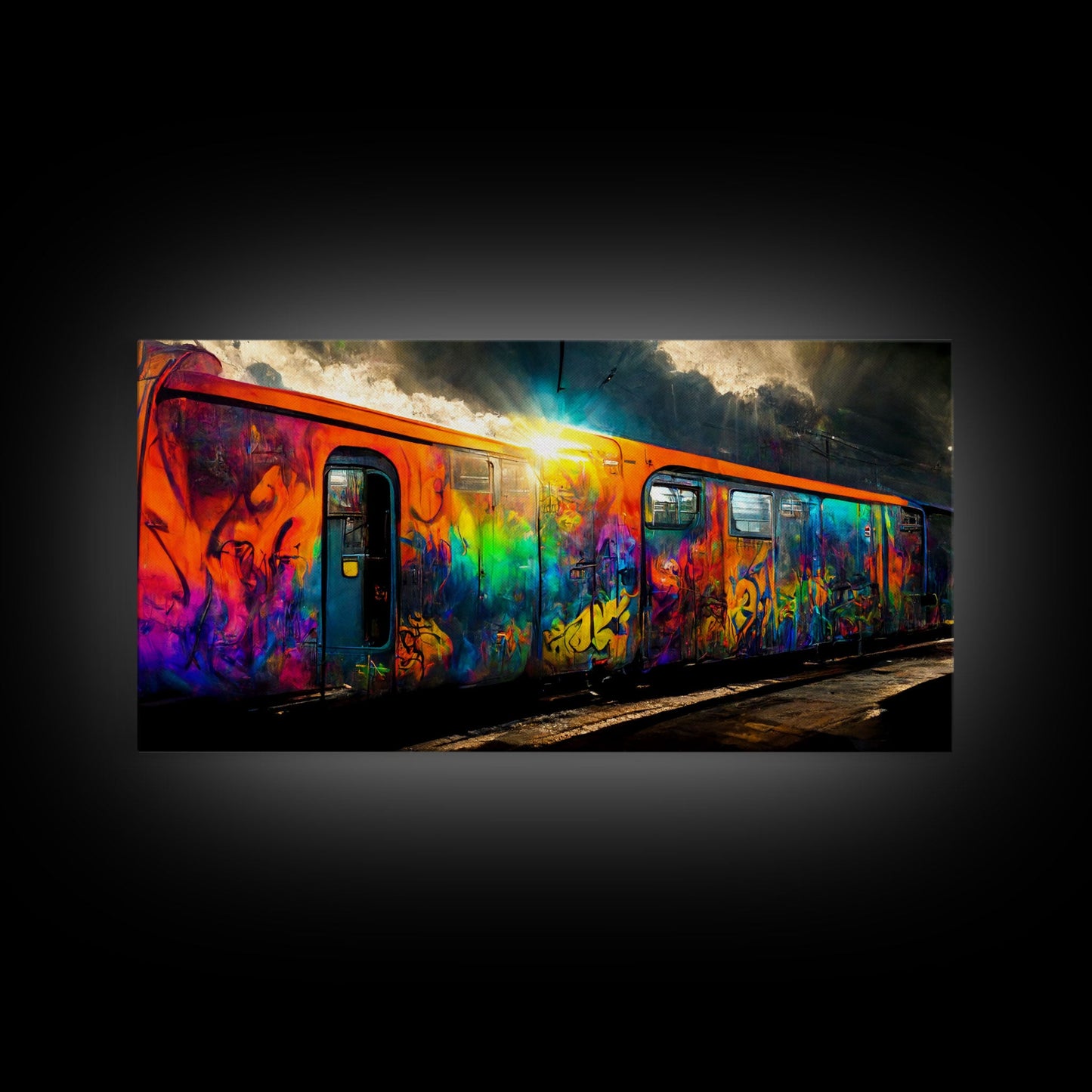 Train car graffiti wall decor, train box car, ready to hang canvas print wall art, graffiti art