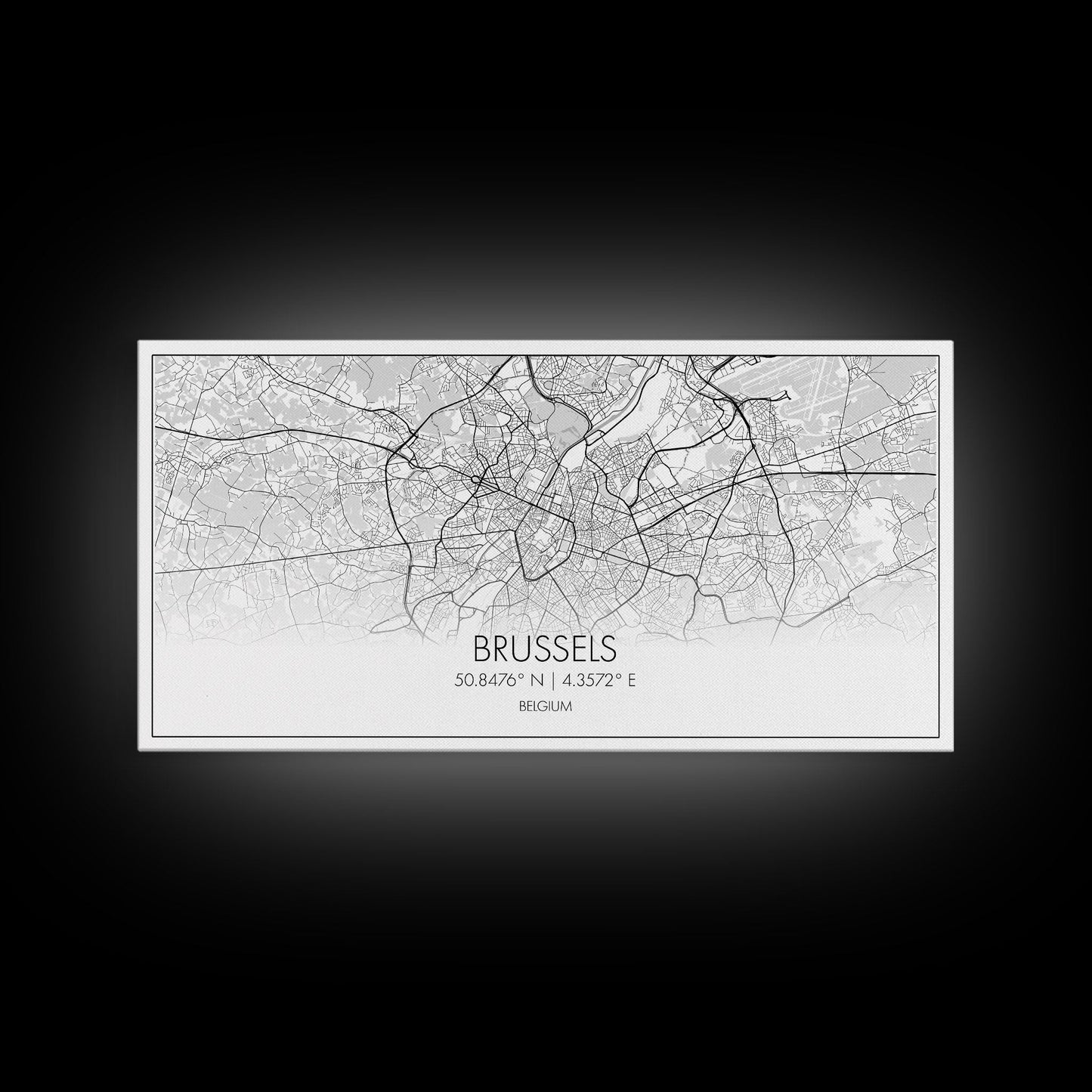 Brussels Street Map, Belgium Map, Map Print, Modern Art, Wall Art, Canvas Art, Travel Art Print, Home Wall Décor, New Homeowner Gift, Office