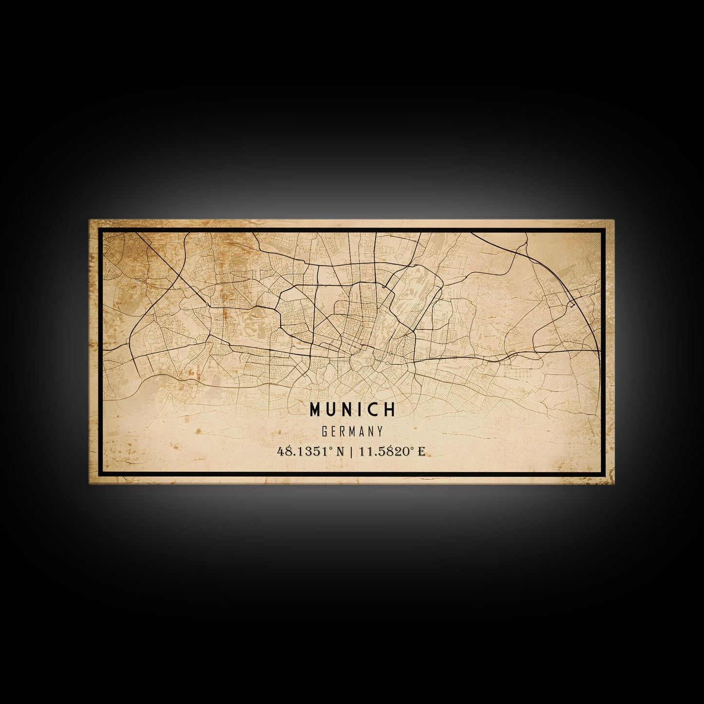 Munich map print poster or framed canvas, Munich Germany map print poster canvas, Munich city map print poster canvas, Vintage Travel Art