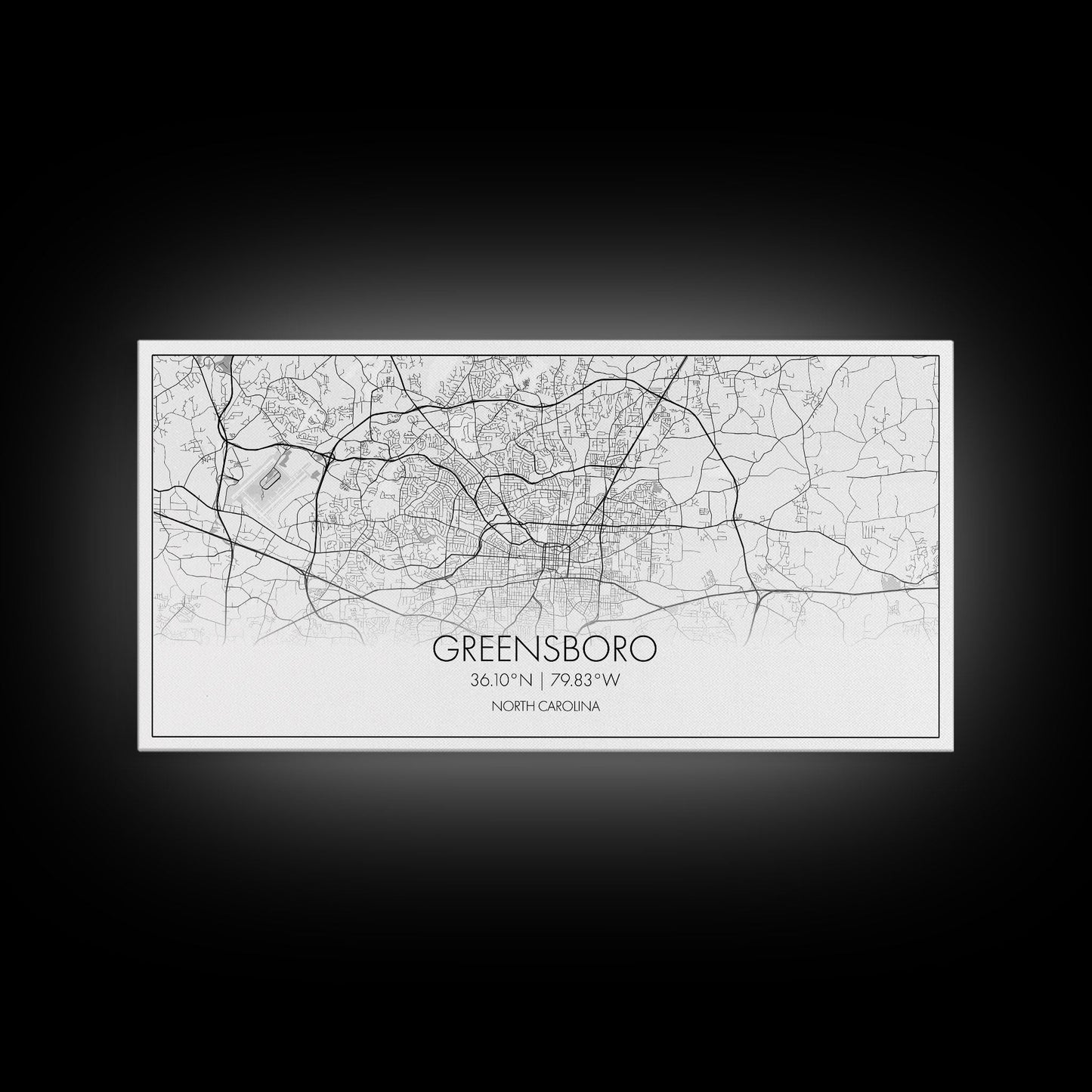 Greensboro City Map, North Carolina Map, Map Art, Minimalist Art, Wall Art, Canvas Art, Cabin Wall Art, Living Room Wall Art, New Home Gift